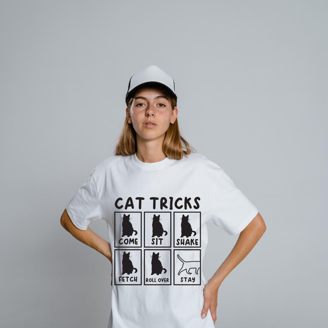 Cat Tricks Funny Graphic Half Sleeve T-Shirt