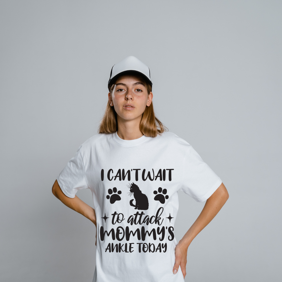 Cat Attack Mommy's Ankle Half Sleeve T-Shirt
