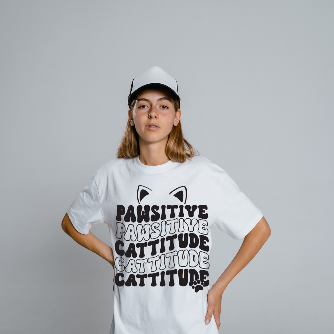 Pawsitive Cattitude Half Sleeve T-Shirt
