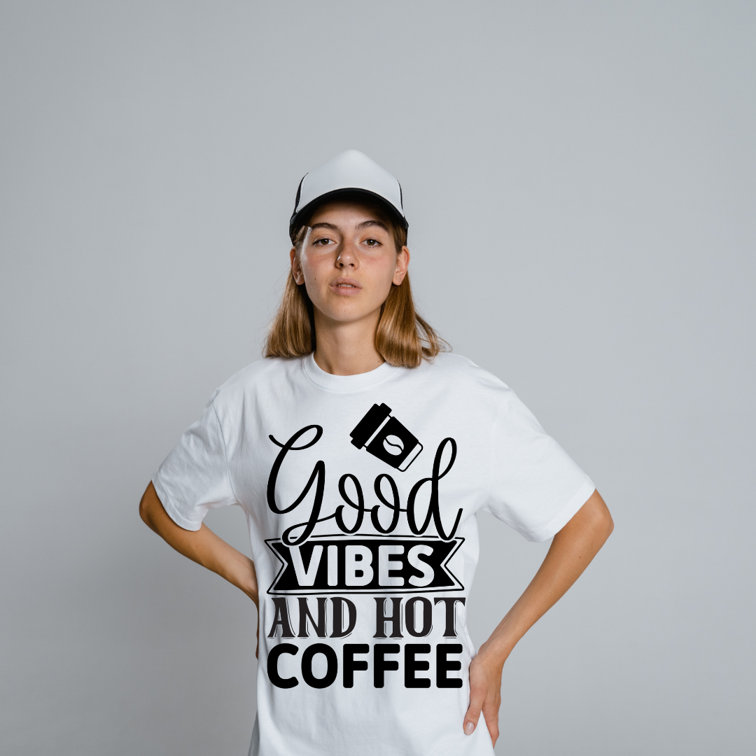 Good Vibes and Hot Coffee Half Sleeve T-Shirt