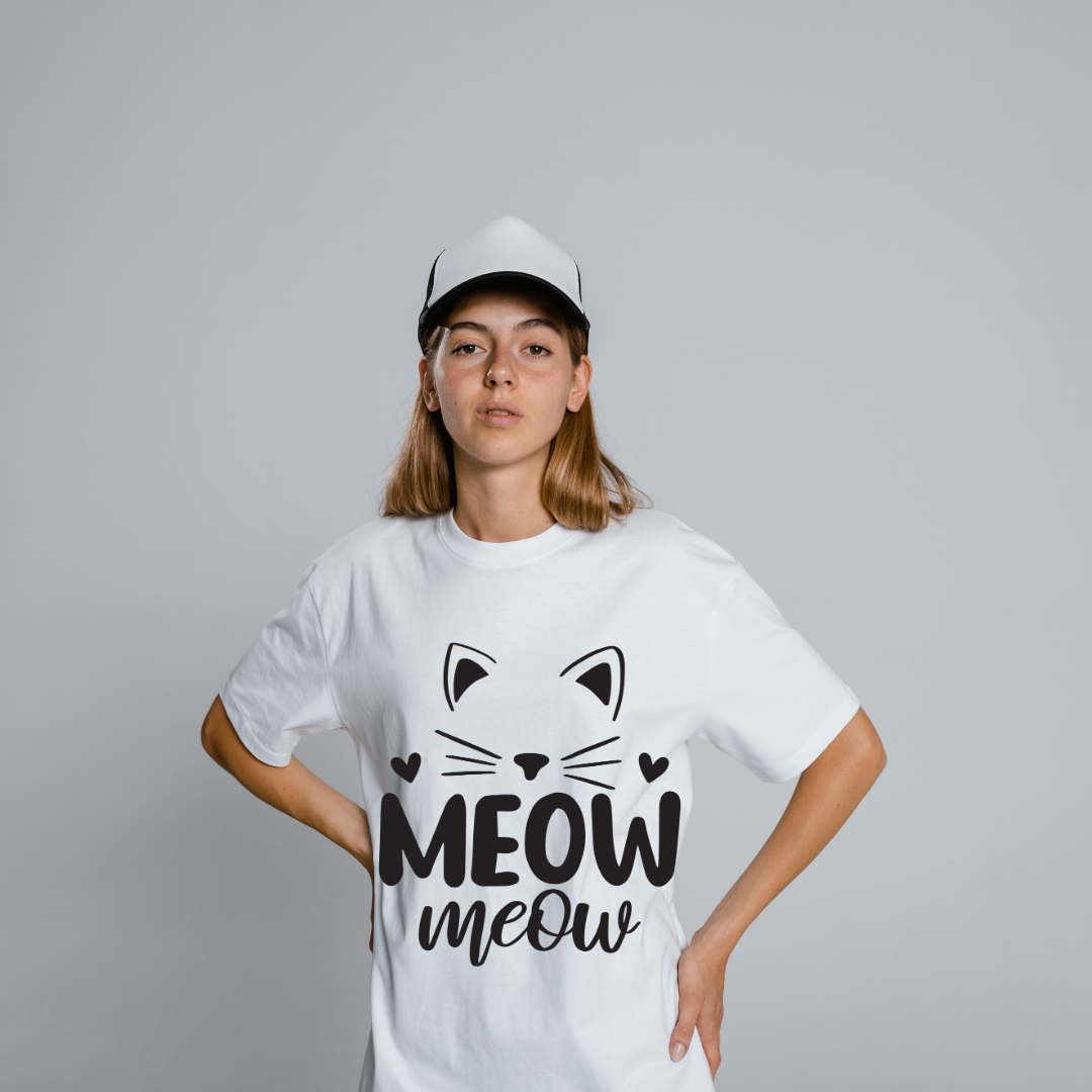 Meow Meow Cat Lover Half Sleeve T-Shirt