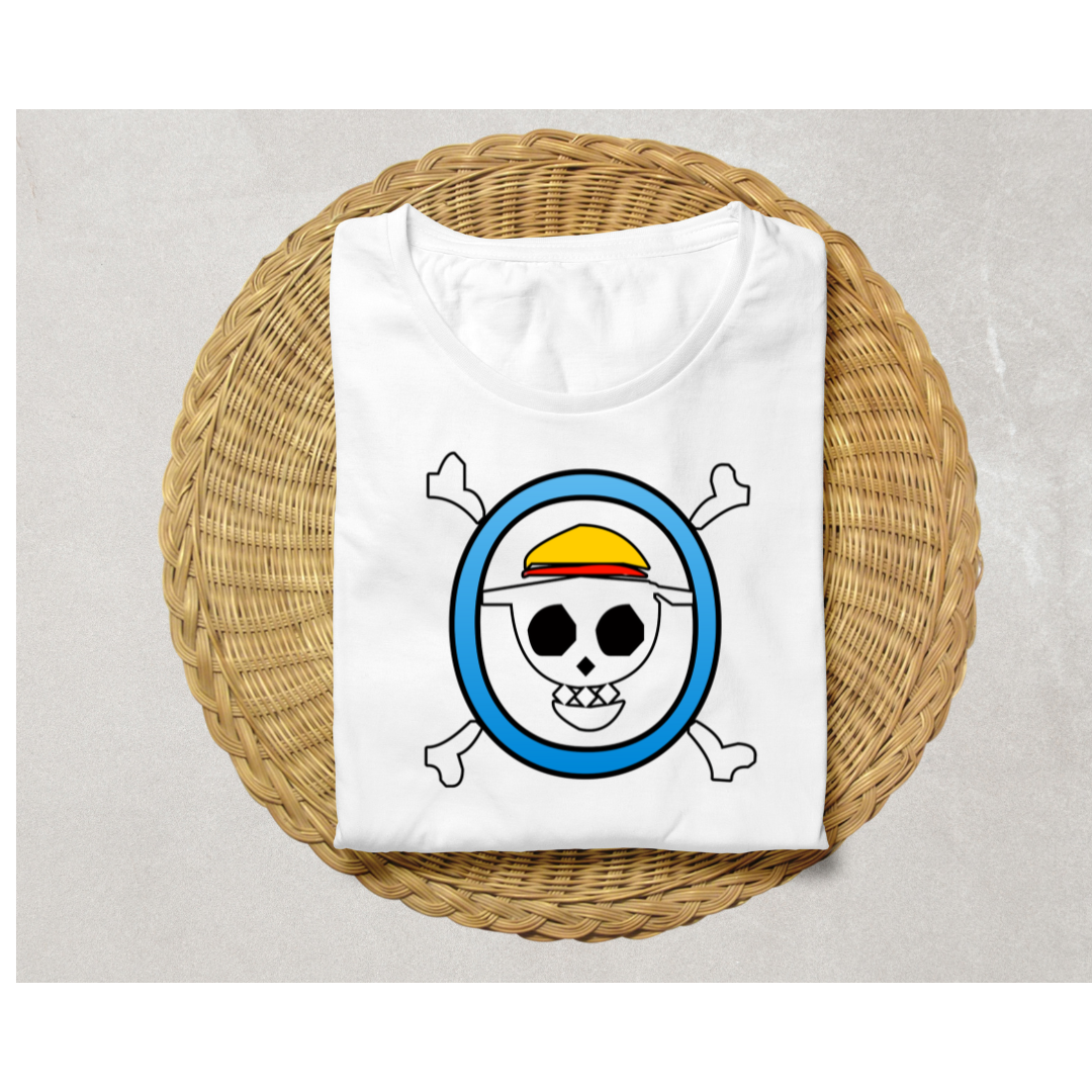 Straw Hat Emblem Half Sleeve T-Shirt