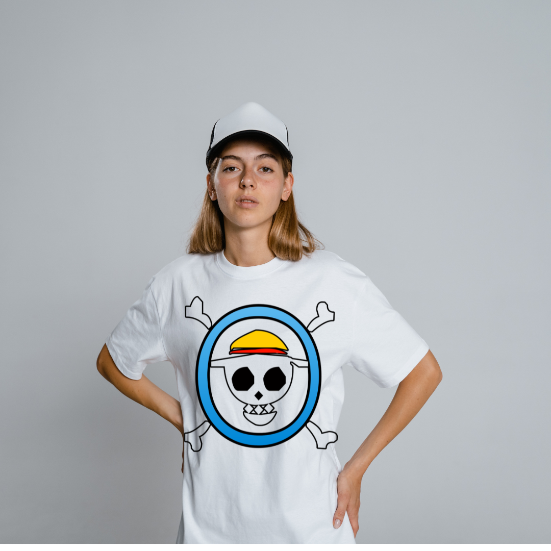 Straw Hat Emblem Half Sleeve T-Shirt