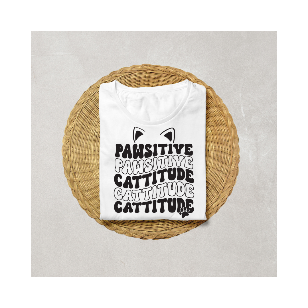 Pawsitive Cattitude Half Sleeve T-Shirt