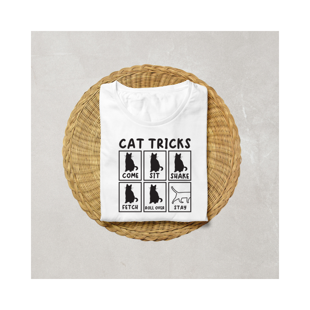 Cat Tricks Funny Graphic Half Sleeve T-Shirt