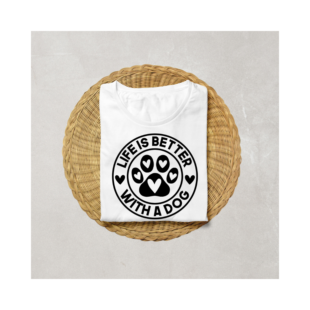 Life is Better with a Dog Half Sleeve T-Shirt